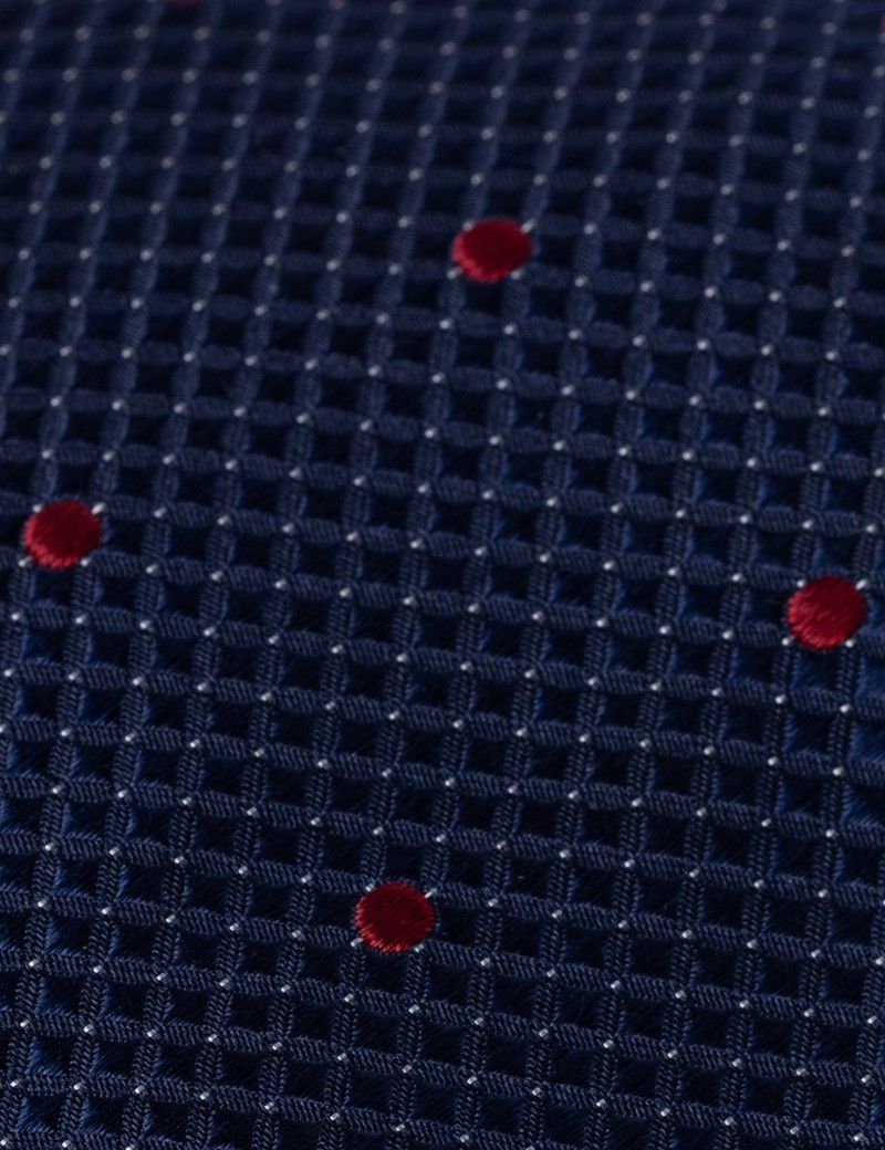 Men's Navy & Red Spot Tie | Hawes & Curtis