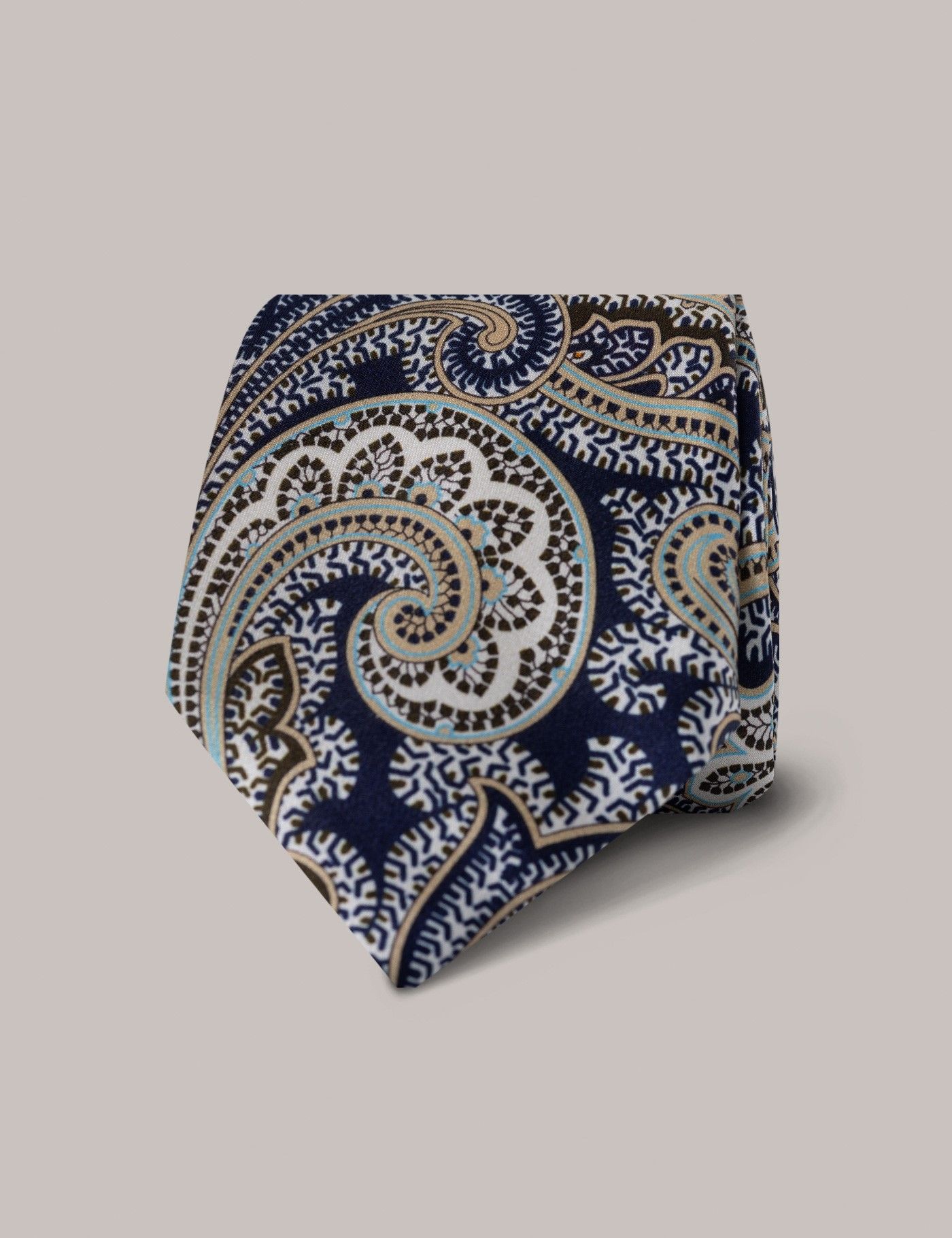 Men's Navy Paisley Tie - 100% Silk | Hawes & Curtis