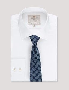 Navy Macro Medallion Geo Italian Silk Tie - 1913 Collection-preview2