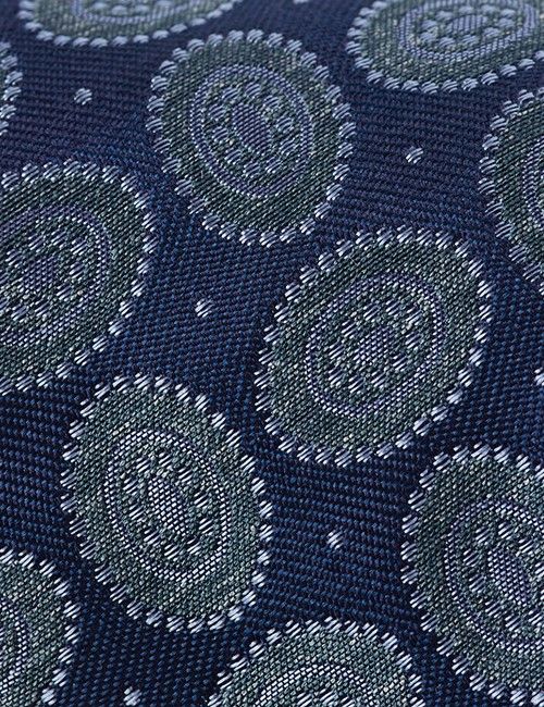 Navy Macro Medallion Geo Italian Silk Tie - 1913 Collection-preview
