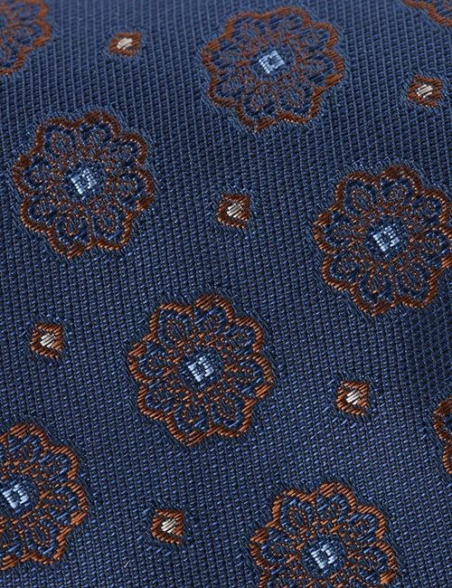 Navy Medallion Geo Italian Silk Tie - 1913 Collection-preview