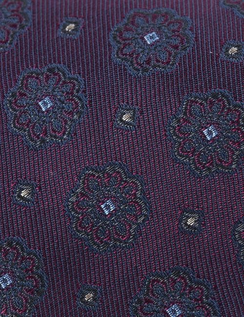 Burgundy Medallion Geo Italian Silk Tie - 1913 Collection-preview