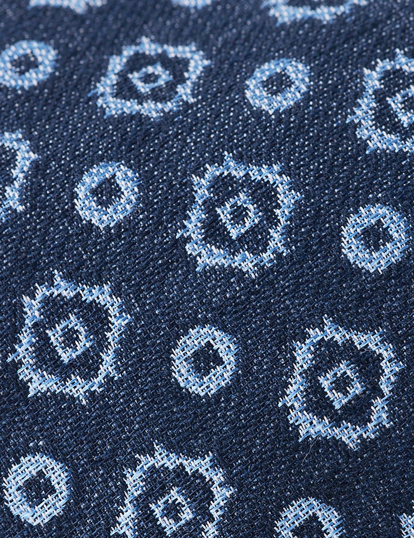 Navy Bold Geo Italian Cotton Blend Tie - 1913 Collection-preview