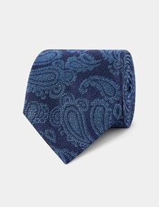 Navy Paisley Italian Silk Tie - 1913 Collection