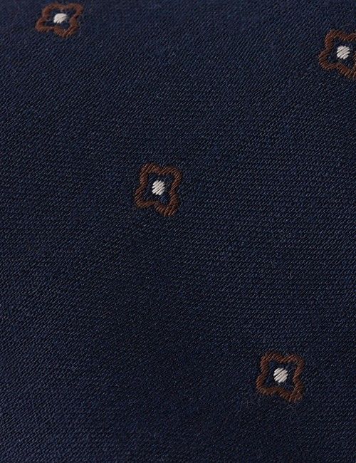 Navy Jacquard Floral Italian Cotton Blend Tie - 1913 Collection-preview