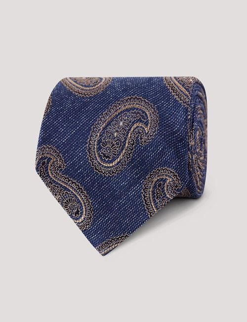Blue Melange Paisley Italian Silk Tie - 1913 Collection