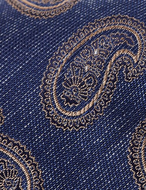 Blue Melange Paisley Italian Silk Tie - 1913 Collection-preview