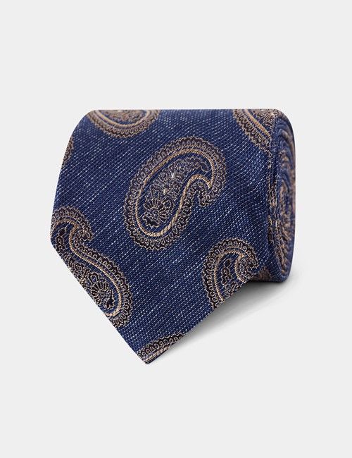 Blue Melange Paisley Italian Silk Tie - 1913 Collection