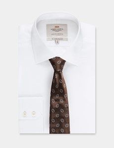 Coffee Herringbone Oval Geo Italian Silk Tie - 1913 Collection-preview2