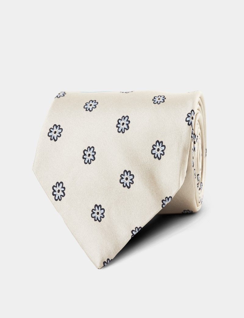 Ivory Jacquard Flower 1913 Tie