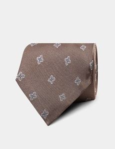 Taupe Flower Medallion 1913 Tie
