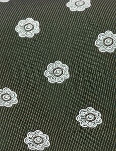 Green Jacquard Flower 1913 Tie