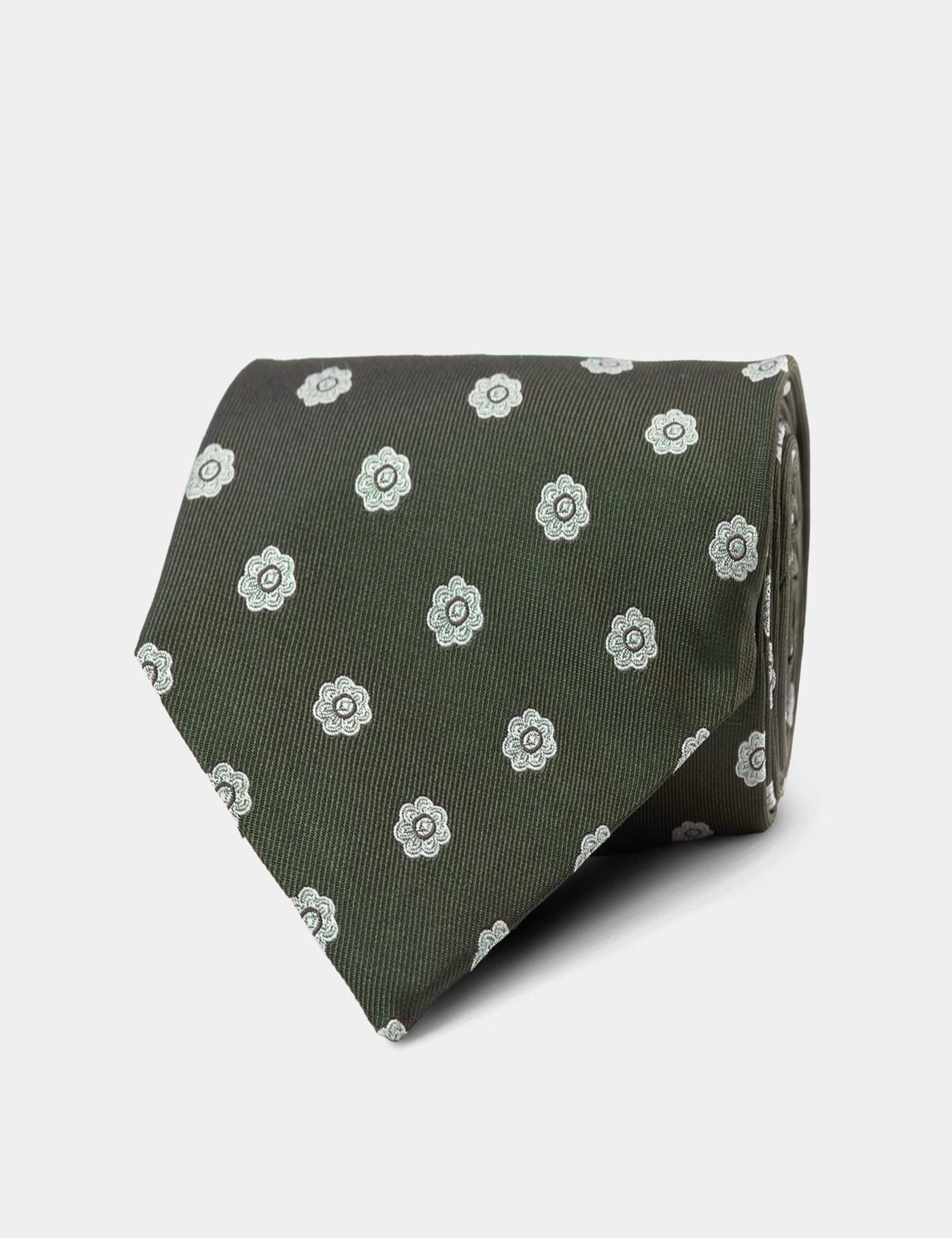 Green Jacquard Flower 1913 Tie