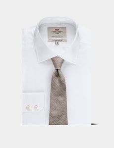 Light Brown 1913 Mélange Linen Tie