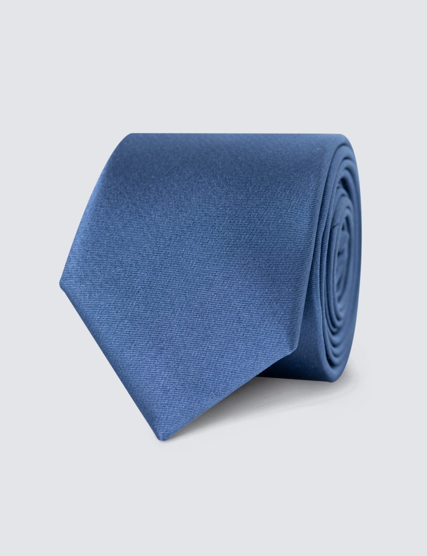Men s Plain Blue Slim Tie 100 Silk