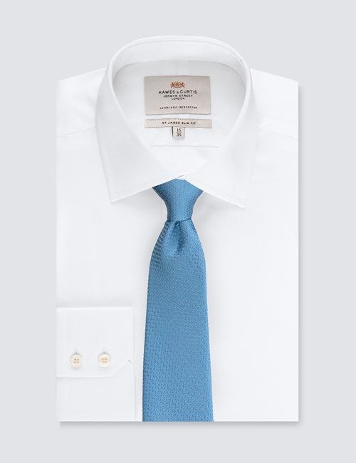 Men's Light Blue Textured Plain Tie - 100% Silk-preview