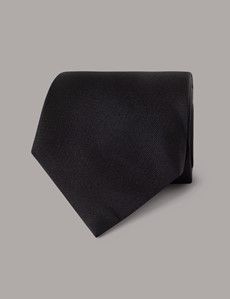 Black Plain Repp Tie - 100% Silk