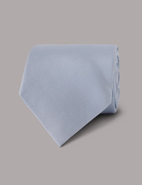Sky Blue Plain Repp Tie - 100% Silk