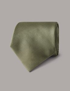 Sage Green Plain Repp Tie - 100% Silk