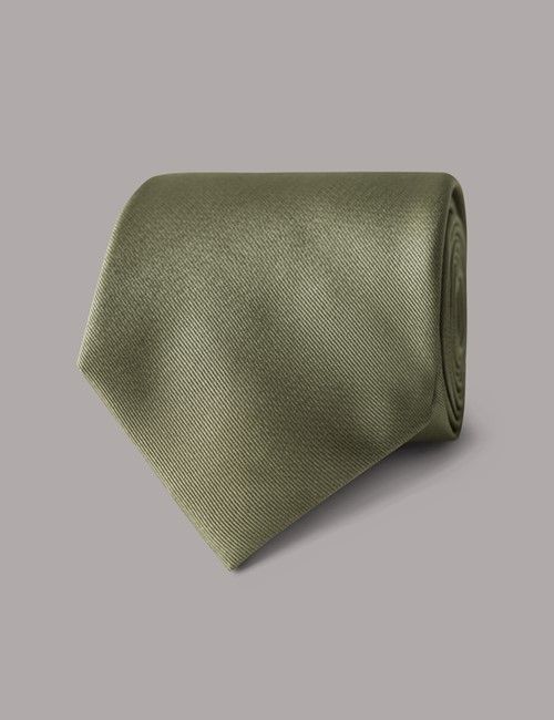 Sage Green Plain Repp Tie - 100% Silk
