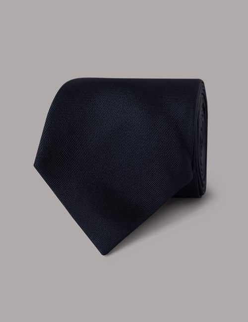 Navy Plain Repp Tie - 100% Silk