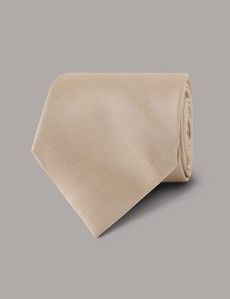Champagne Plain Repp Tie - 100% Silk