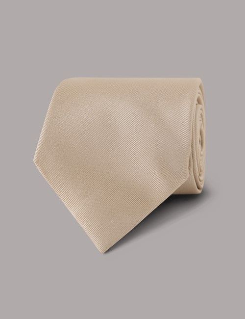 Champagne Plain Repp Tie - 100% Silk