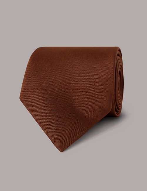 Rust Plain Repp Tie - 100% Silk