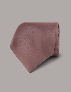 Rose Pink Plain Repp Tie - 100% Silk