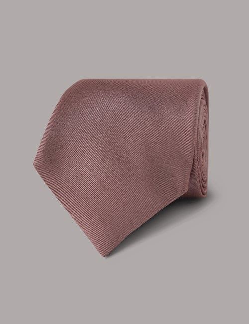 Rose Pink Plain Repp Tie - 100% Silk