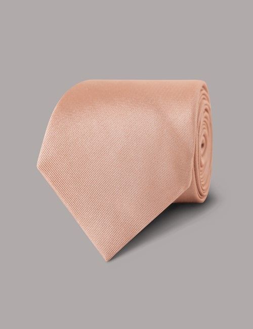 Peach Plain Repp Tie - 100% Silk