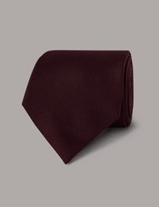 Burgundy Plain Repp Tie - 100% Silk