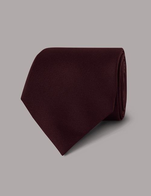 Burgundy Plain Repp Tie - 100% Silk
