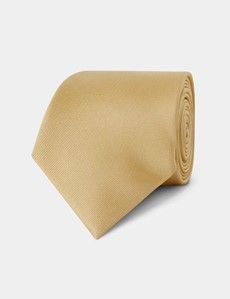 Yellow Plain Repp Tie - 100% Silk