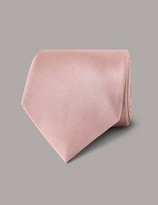 Dusky Pink Plain Repp Tie - 100% Silk