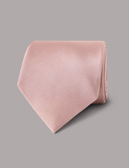 Dusky Pink Plain Repp Tie - 100% Silk
