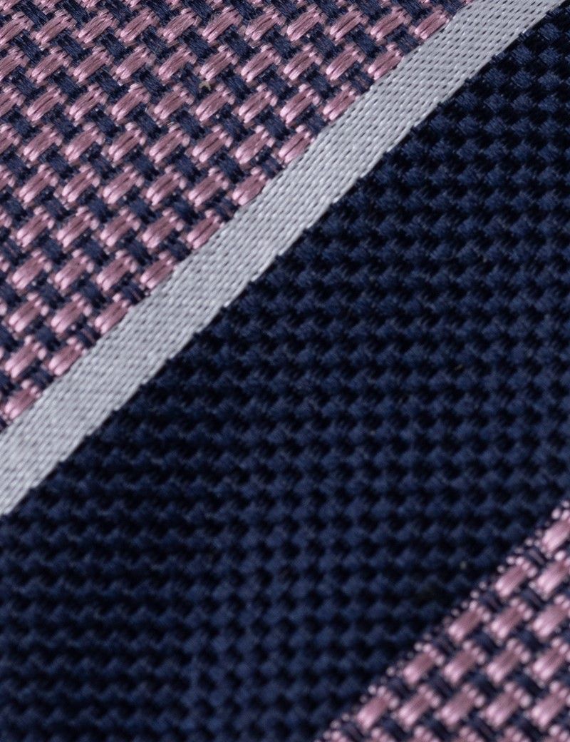 Men's Pink Textured Stripe Tie | Hawes & Curtis