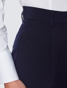 Women's Navy Wide Leg Trousers-preview1