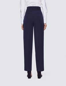 Women's Navy Wide Leg Trousers-preview2
