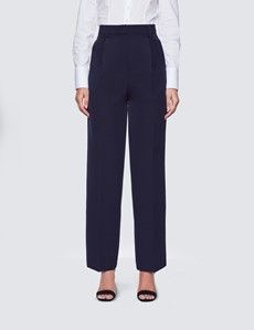 Women's Navy Wide Leg Trousers