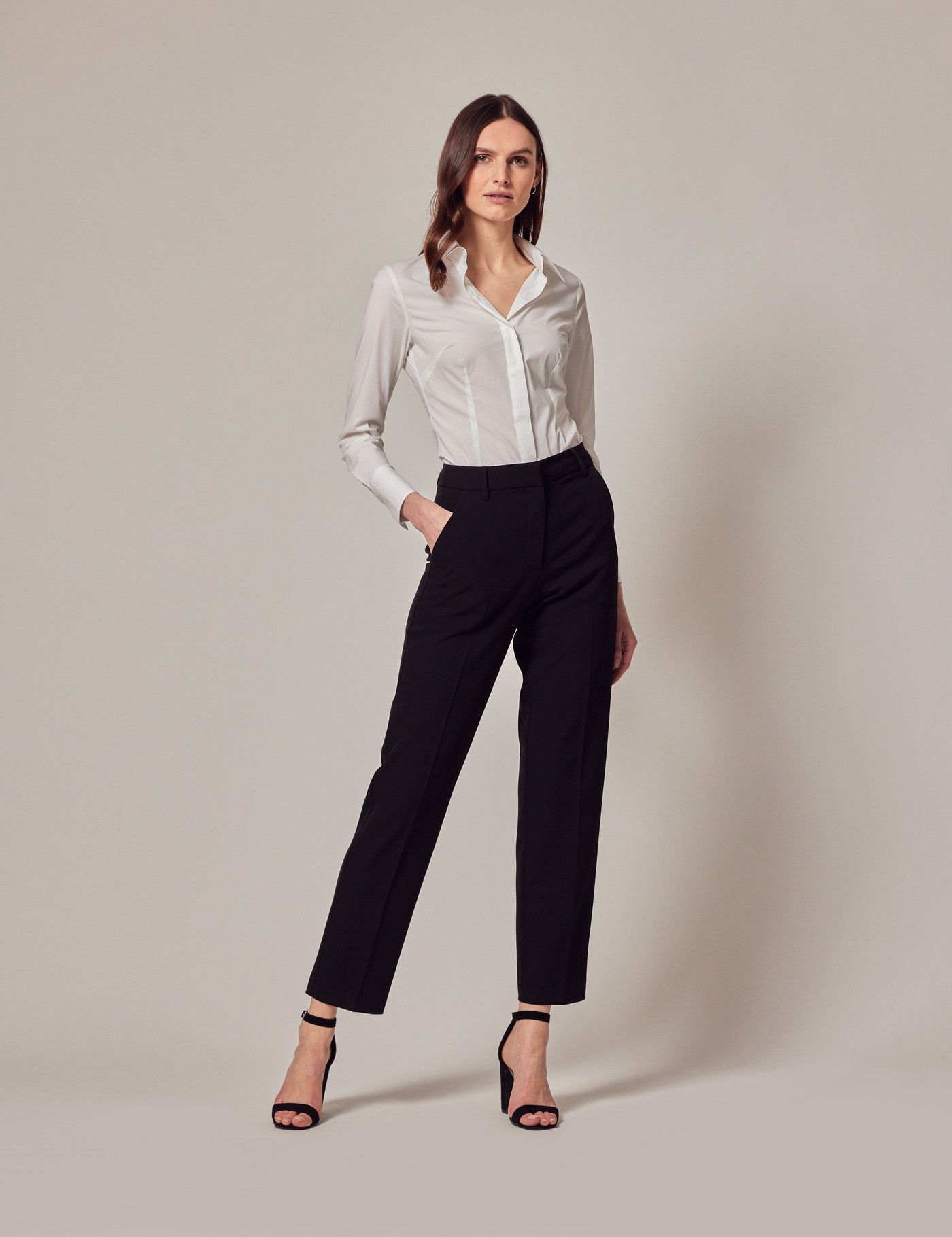 Black and white trouser suit ladies best sale