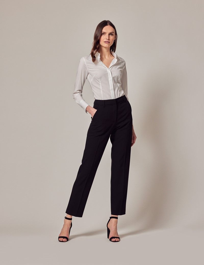 Black and white women's dress pants hotsell