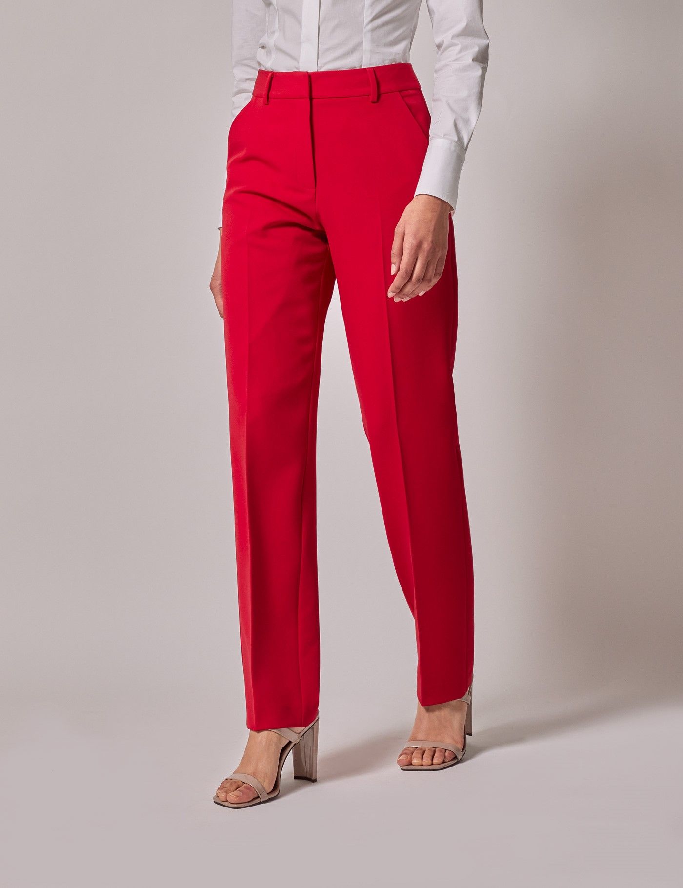 Women s Red Tailored Pants Hawes and Curtis