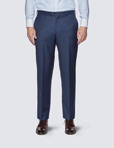 Men's Blue & Purple Windowpane Check Tailored Fit Suit Trousers - 1913 Collection