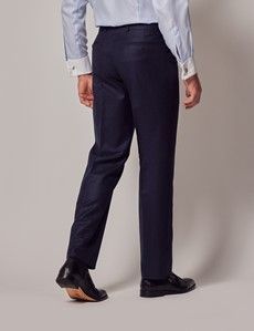 Navy Prince Of Wales Plaid Tailored Fit Italian Suit Pants - 1913 Collection-preview2