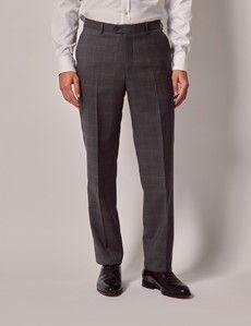 Dark Grey Plaid Italian Tailored Suit Pants - 1913 Collection