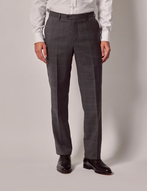 Dark Grey Plaid Italian Tailored Suit Pants - 1913 Collection 