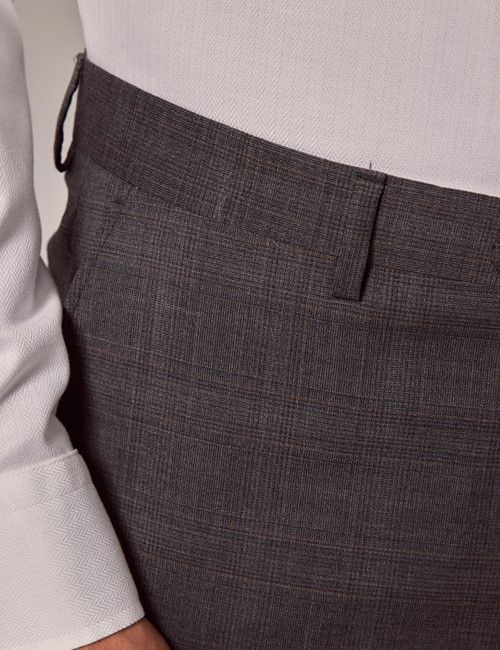 Dark Grey Plaid Italian Tailored Suit Pants - 1913 Collection-preview