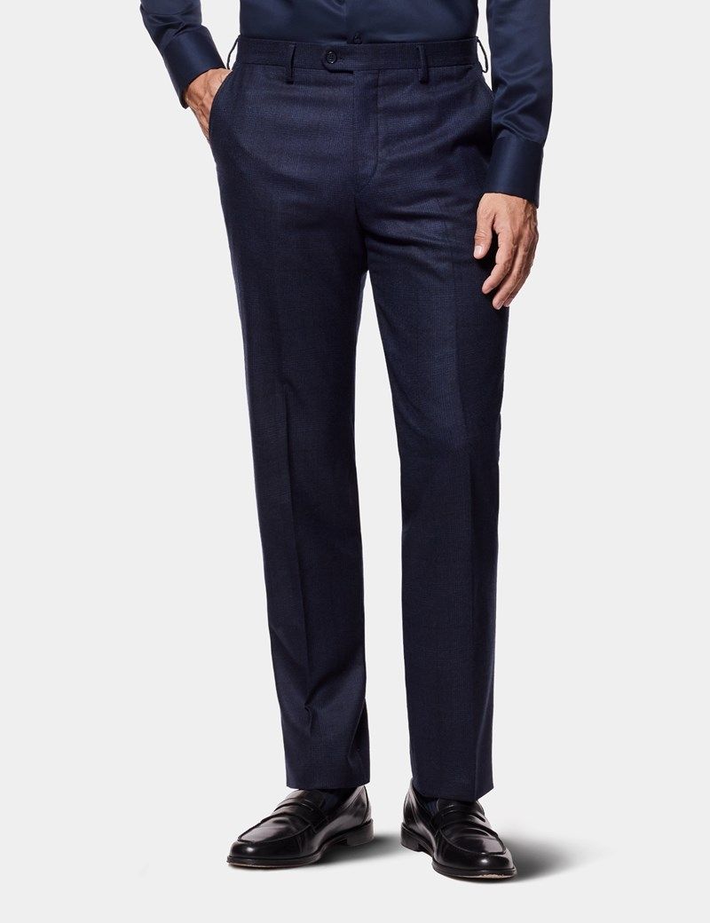 Tailored Fit Dark Blue Check 1913 Suit Trousers thumbnail 2