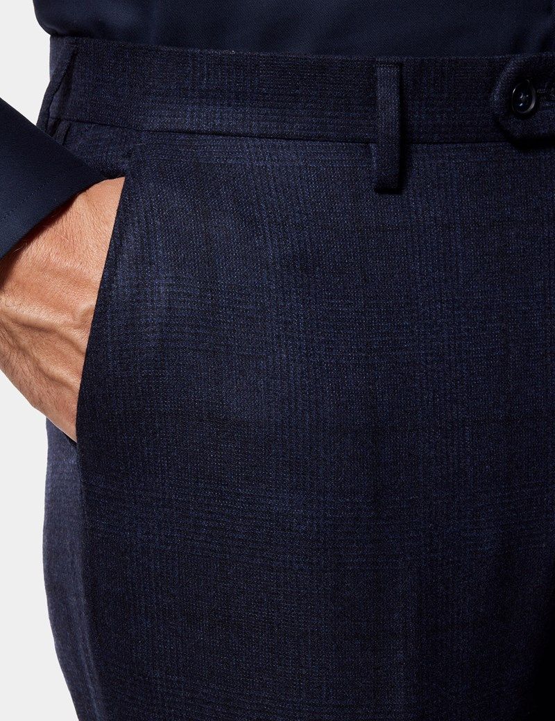 Tailored Fit Dark Blue Check 1913 Suit Trousers thumbnail 3